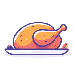 Cartoon icon of a roasted chicken on a platter