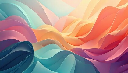 Obraz premium A Dreamy Journey Through Soft Pastel Waves: An Unseen World of Colorful Gradients and Abstract Shapes Awaits in the Calm of This Minimalist Digital Artwork.