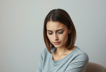 Obraz premium Tired-looking female with circles around her eyes