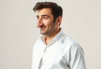Obraz premium Male portrait with massive nose and casual outfit