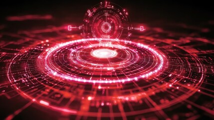 Abstract Red Energy Vortex Digital Art Futuristic Technology Background