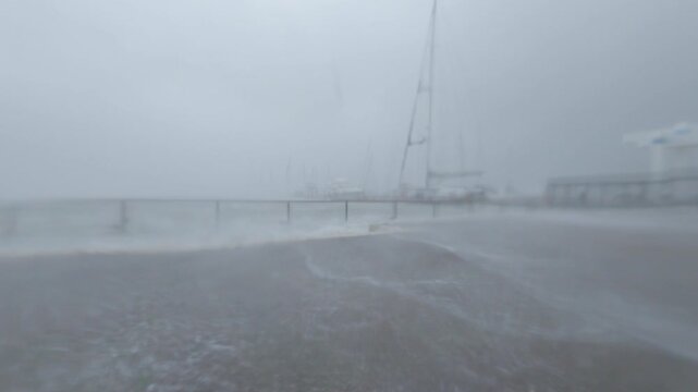 Hurricane Eyewall Strong Wind Blowing Spray Storm Surge - Khanun