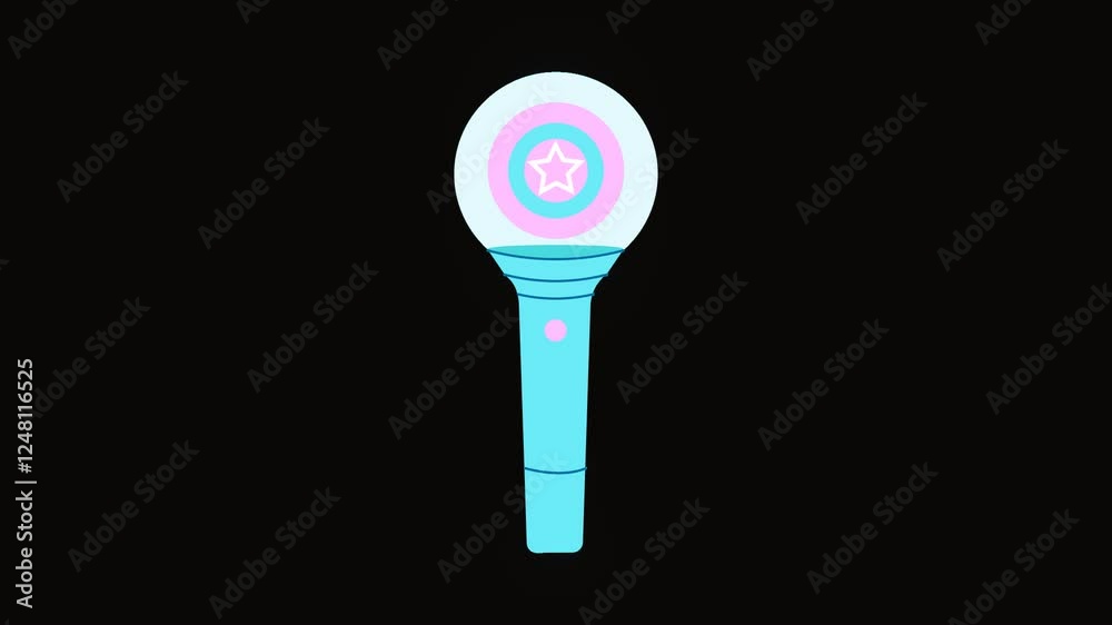 Poster animated k-pop lightstick icon with digital pixel scan effect. alpha channel