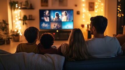 Family Enjoys Movie Night Together At Home
