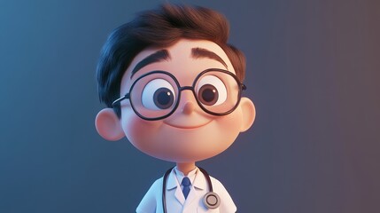 Cheerful Cartoon Doctor: This adorable cartoon doctor, radiating warmth and approachability, is ready to heal and assist with a confident smile. 