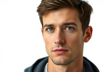 Obraz premium Photorealistic half-length male portrait on white background