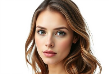 Naklejka premium Half-length female portrait on white background