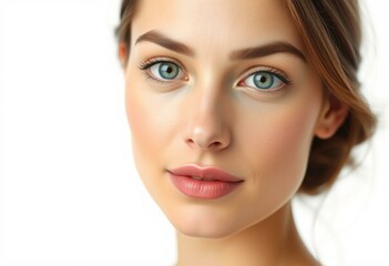 Obraz premium Half-length female portrait on white background