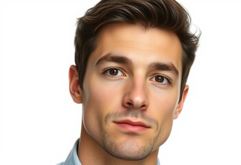 Obraz premium Photorealistic half-length male portrait on white background