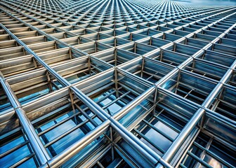 Fototapeta premium Abstract Metal Grid Structure: Modern Architecture Background - Stock Photo