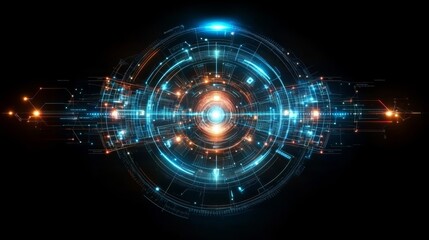 Fototapeta premium Abstract Futuristic Technology Orb Glowing Energy Circuitry Digital Network
