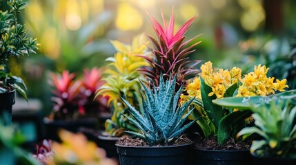 Vibrant Tropical Plants in a Greenhouse