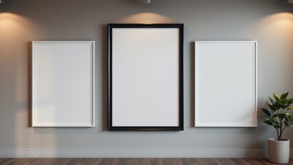 Modern Minimalist Interior Design with Blank Picture Frames