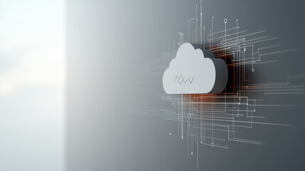 Cloud computing concept: 3D cloud icon on a digital background.  