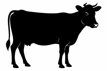 Cow silhouette icon line design template isolated