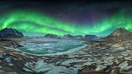 Naklejka premium Panoramic View of Arctic Tundra Landscape