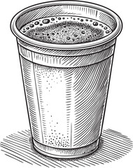 plastic cup engraving vector illustration