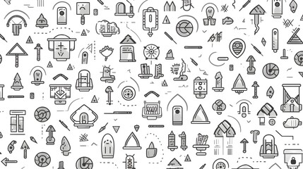 Cybersecurity Protection Icons Set Such as Firewalls Data Encryption and Biometric Authentication Displayed on a White Surface