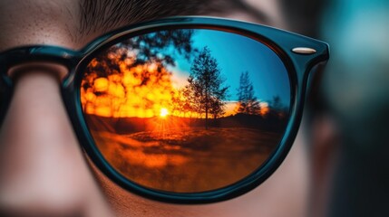 Sunset Reflected in Sunglasses: A View Through the Lenses of Summer