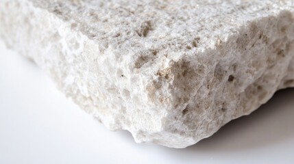 Textured White Stone Fragment with Rough Edges on Neutral Surface