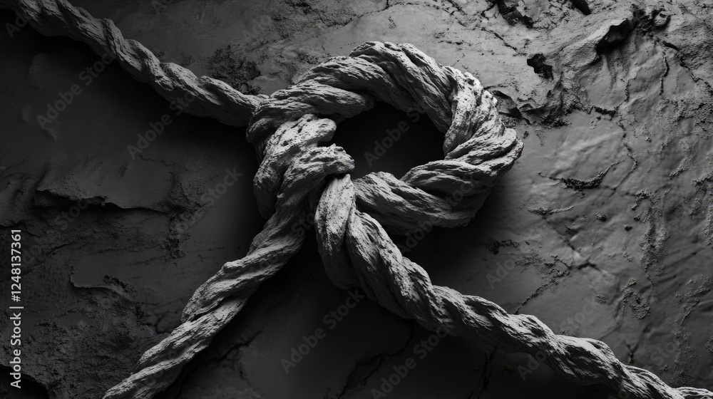 Aufkleber A loop knot that remains strong while broken ropes lay around it, symbolizing unity and the enduring power of resilience.