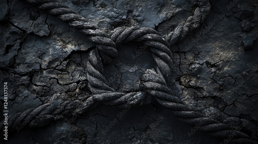 Aufkleber A loop knot that remains strong while broken ropes lay around it, symbolizing unity and the enduring power of resilience.