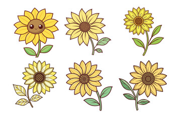 A Bundle of Cute Sunflowers vector cartoon illustration Easter day