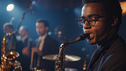 Saxophonist in Blue: A Night of Jazz Performance