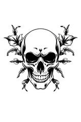 Obraz premium ornamented black and white human skull digital tattoo model