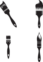 Four Simple Black Paintbrush Icons