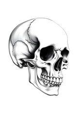Obraz premium realistic black and white human skull digital anatomy sketch