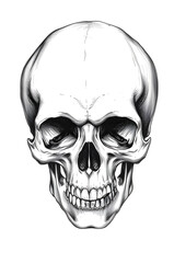 Fototapeta premium realistic black and white human skull digital anatomy sketch