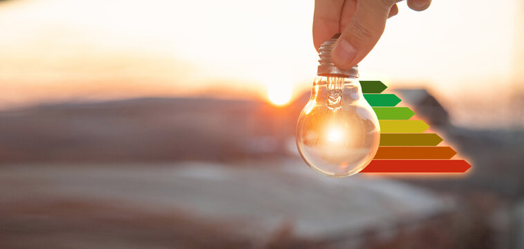 Light bulb with a energy efficiency or energy saving rate.