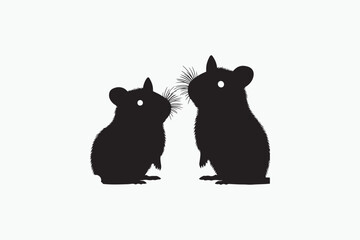 A Hamster animal silhouette black and white image adobe illustrator..eps