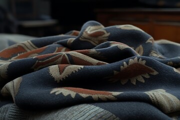 Dark Navy Blanket with Intricate Pattern