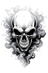 Fototapeta premium scary skull illustration , ink splatters