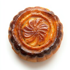 Fototapeta premium Delicious Golden Mooncake Pastry Treat on white background
