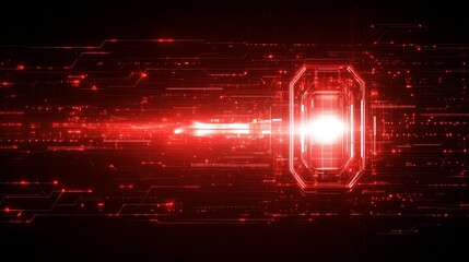 Abstract Red Energy Core Digital Stream Data Flow Futuristic Technology Background