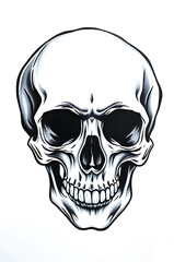 anatomical drawing, human skull black and white sketch 