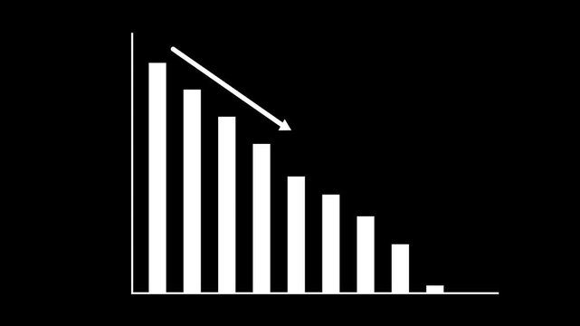 Business down graph with arrow, business down graph Sale decrease, animated down concept, Business falling graph, chart down