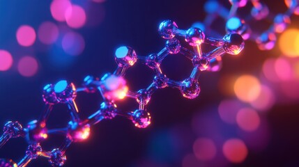 Colorful molecular structures illuminated in vibrant hues capturing the essence of scientific exploration and discovery