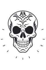 Fototapeta premium human skull black and white sketch 