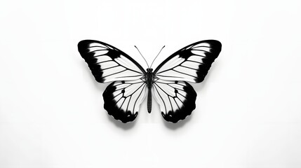 Minimalist black and white butterfly on a clean white canvas  Simple yet elegant design with a focus on the butterfly s graceful silhouette and symmetrical patterns