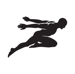 man swimming pose silhouette vector illustration
