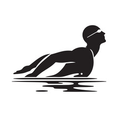man swimming pose silhouette vector illustration