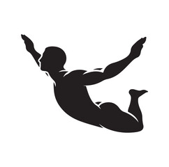 man swimming pose silhouette vector illustration