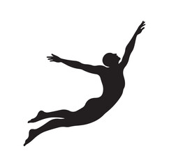 man swimming pose silhouette vector illustration
