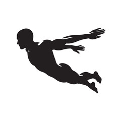 man swimming pose silhouette vector illustration