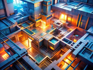 Bauplan: abstract design through geometric structures, merging architectural blueprints with conceptual photography and modern art.