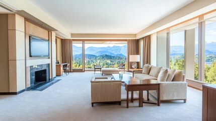 Stunning Panoramic Mountain View from Luxurious Hotel Suite